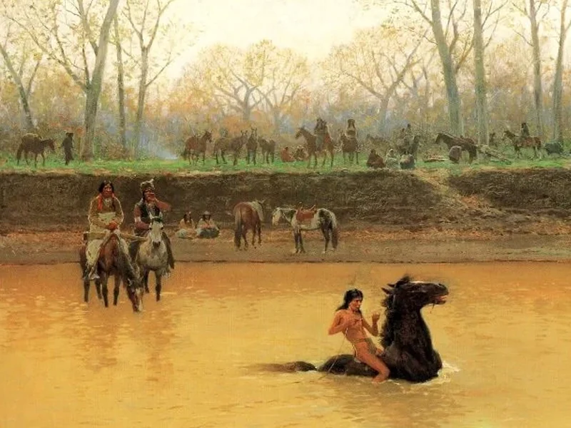1847-Henry Farny - Guadare un torrente